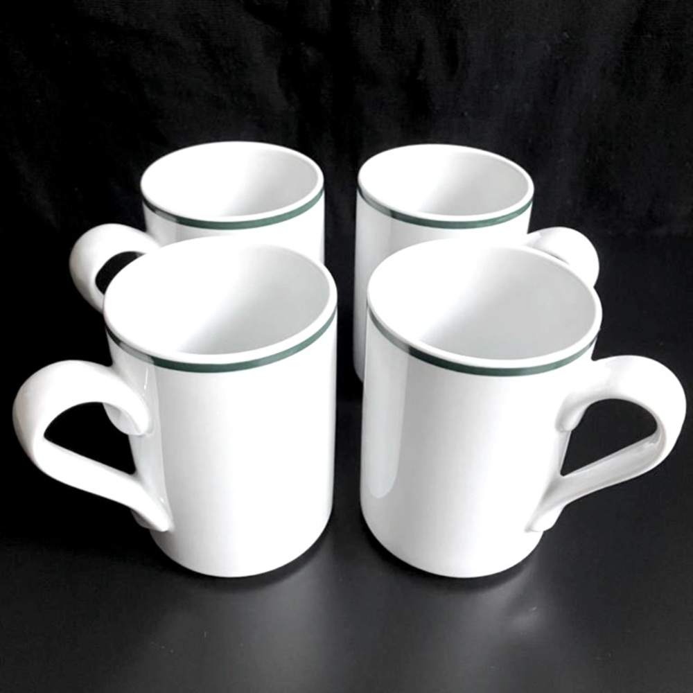 DANSK Christianshanv Green Trim Bistro Mugs Set of 4